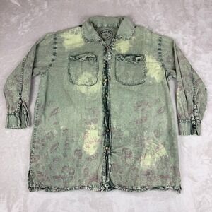 A Rare Bird Button Down Shirt Jacket Women OS Floral Print Boho Grunge Oversized